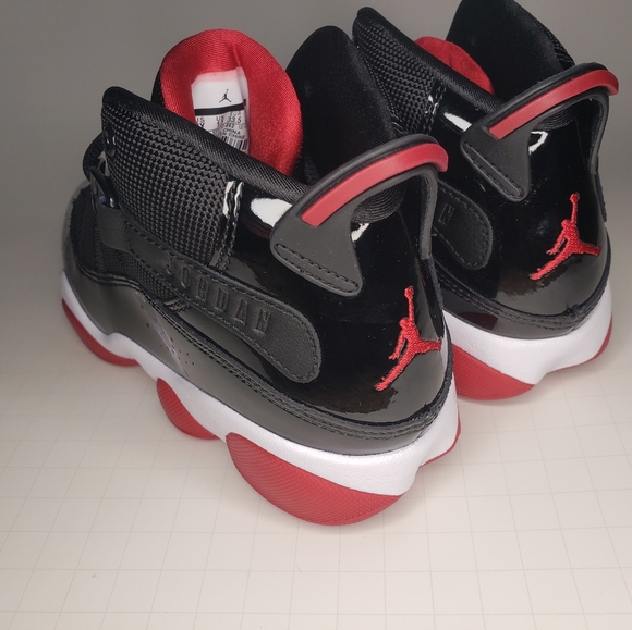 jordan 6 rings men's black true red flint grey
